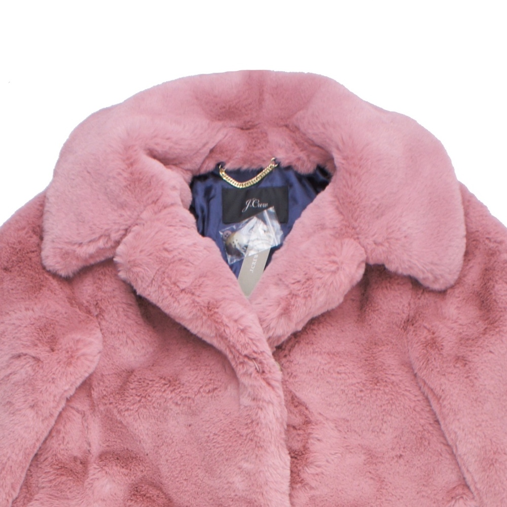 New JCREW Pink Faux Fur Coat - Picture 3 of 4